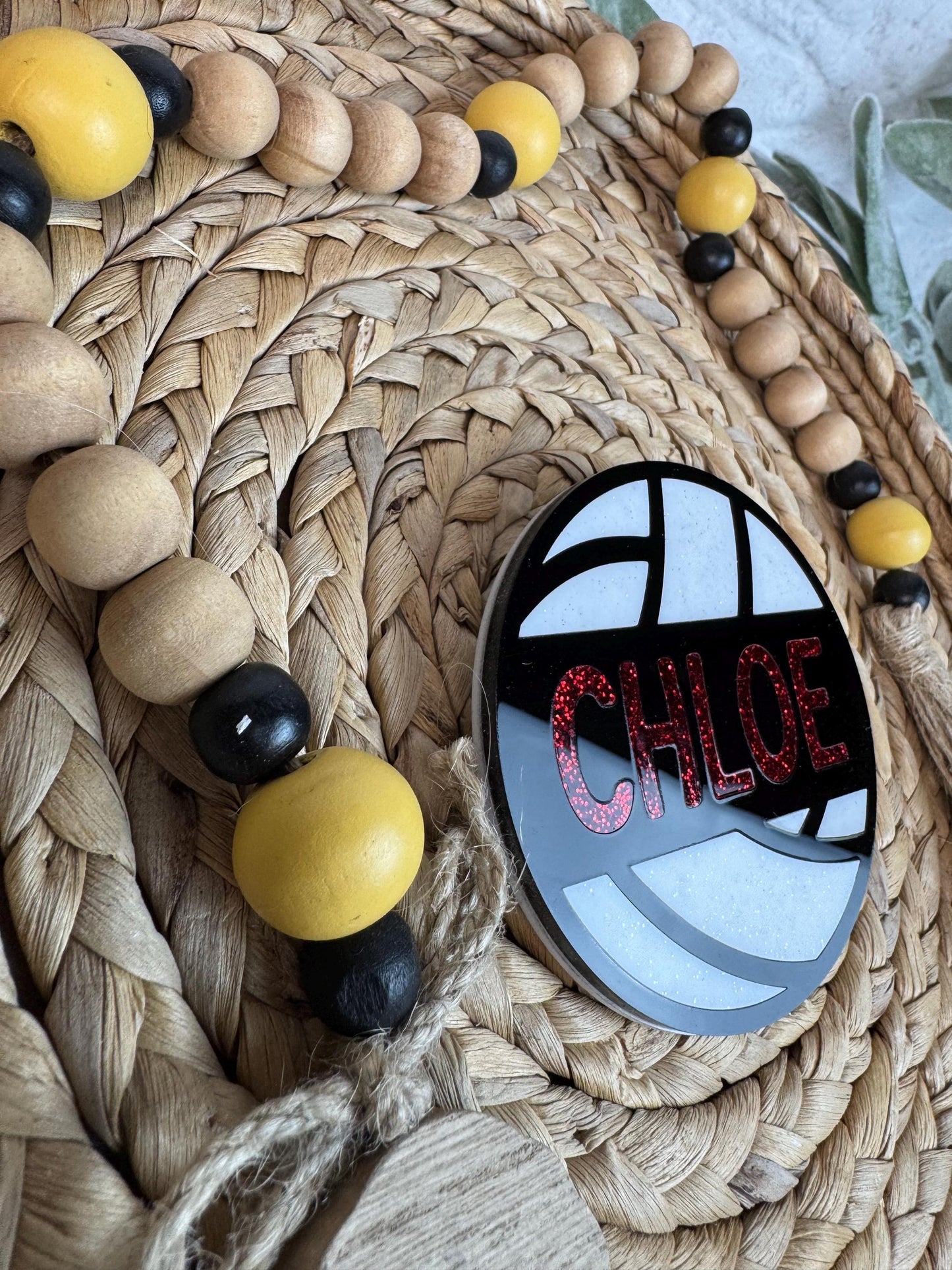 Custom Volleyball Name Bogg Bag Charm: Glitter Acrylic Bag Tag