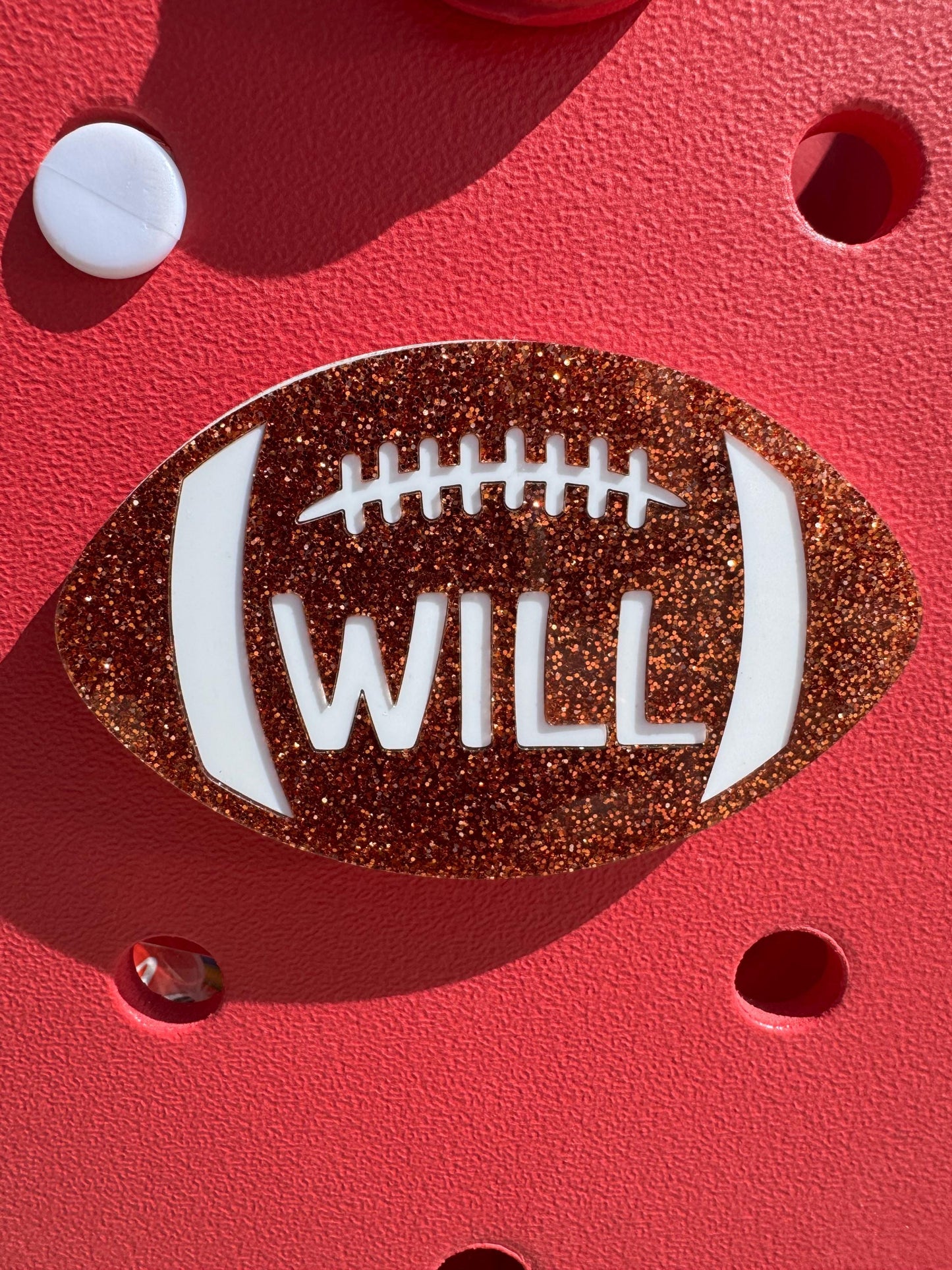 Football Charm with Custom Name for Bogg Bags | Acrylic Bag Tag | Team Gift