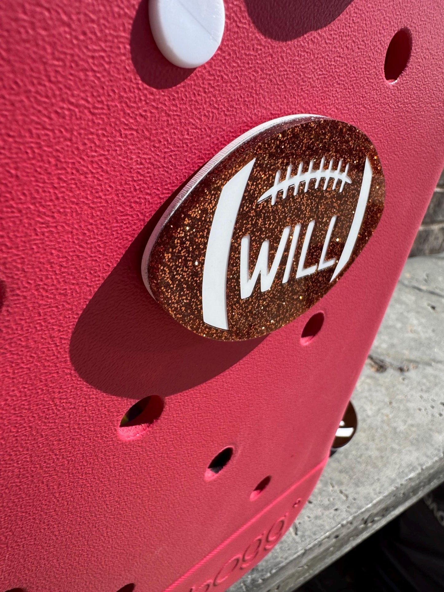 Football Charm with Custom Name for Bogg Bags | Acrylic Bag Tag | Team Gift