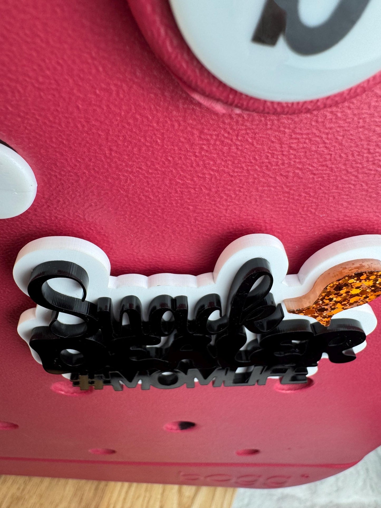 Snack Dealer Momlife Charm for Bogg Bags: Glitter Orange Fish Bogg Bag Bling