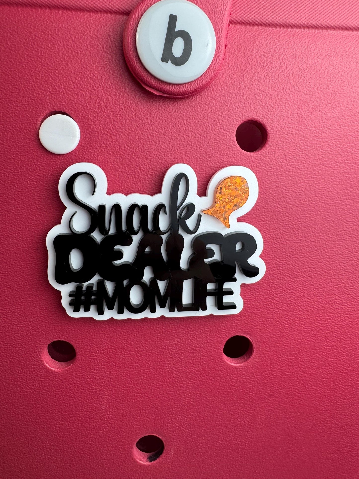 Snack Dealer Momlife Charm for Bogg Bags: Glitter Orange Fish Bogg Bag Bling