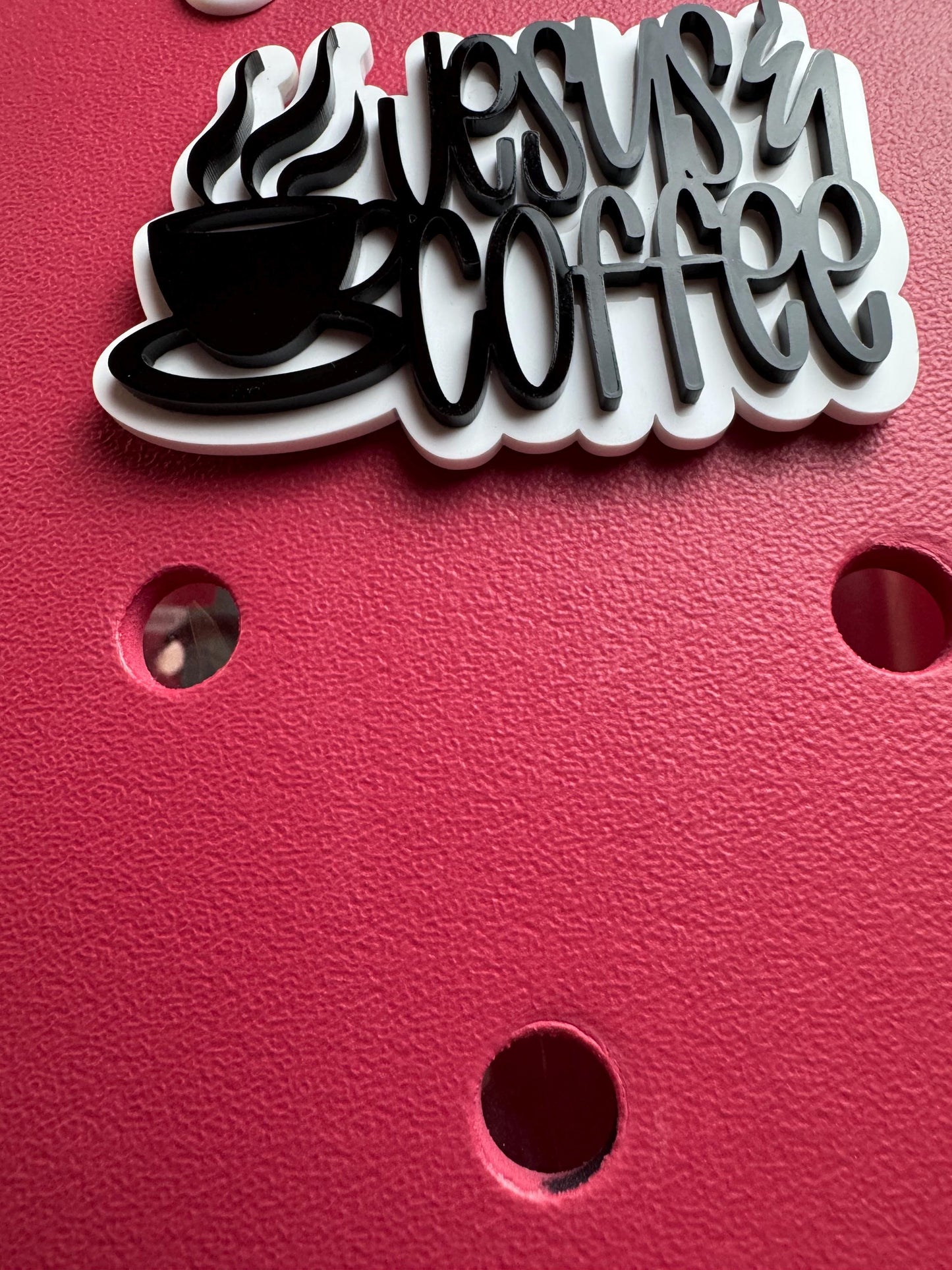 Jesus and Coffee Bogg Bag Charm: Christian Acrylic Tote Accessory