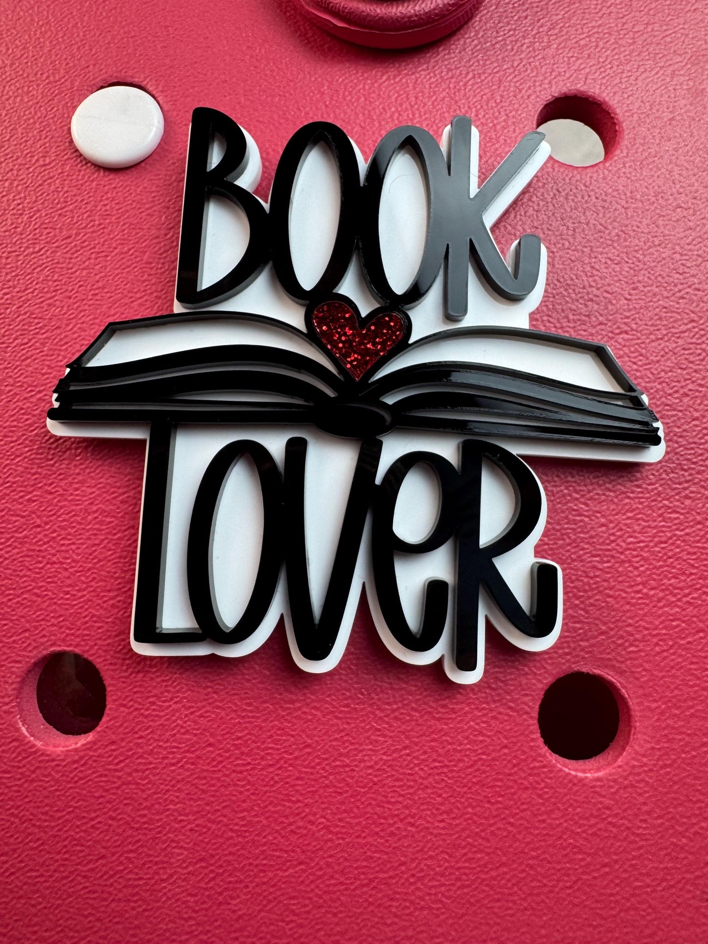 Book Lover Bogg Bag Charm | Glitter Heart, Teacher Gift