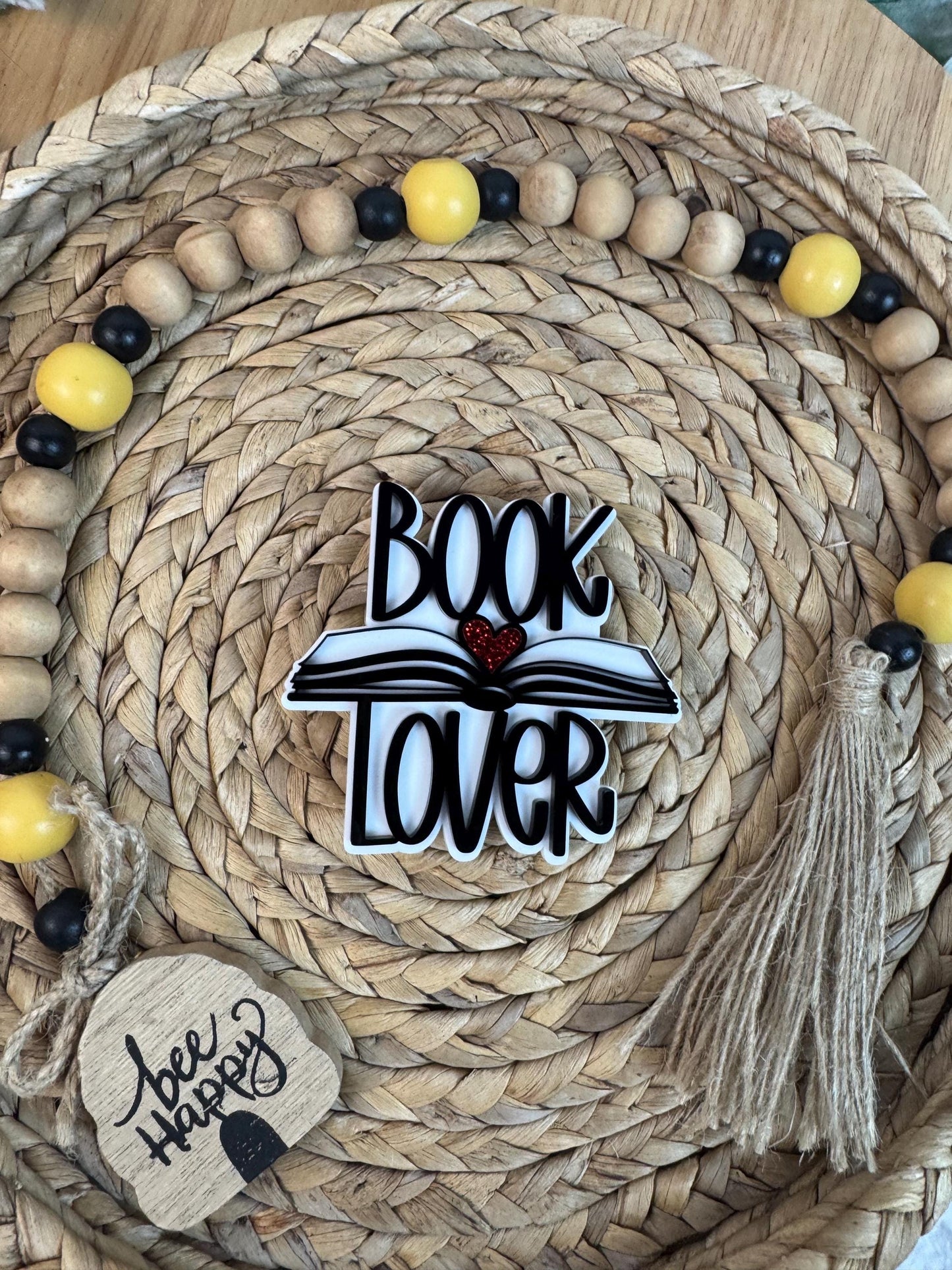 Book Lover Bogg Bag Charm | Glitter Heart, Teacher Gift