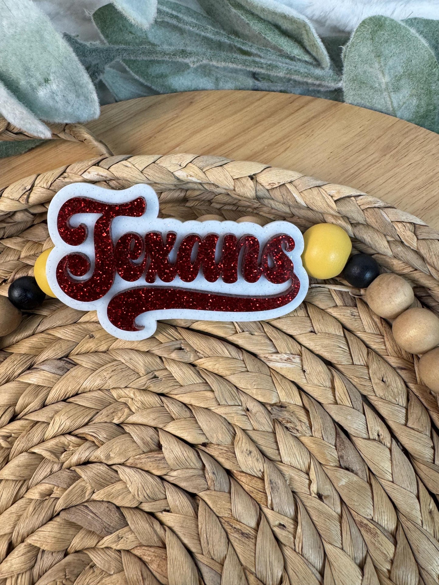Red Glitter Texans Bag Charm: Texas Football Bogg Bag Tag