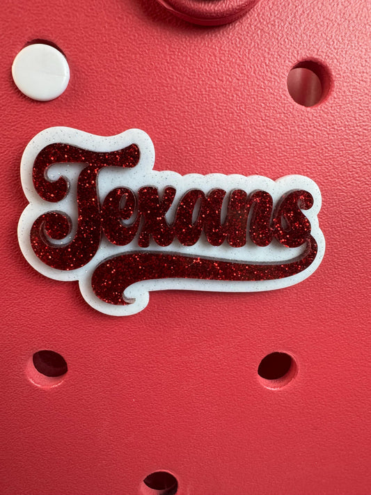 Red Glitter Texans Bag Charm: Texas Football Bogg Bag Tag