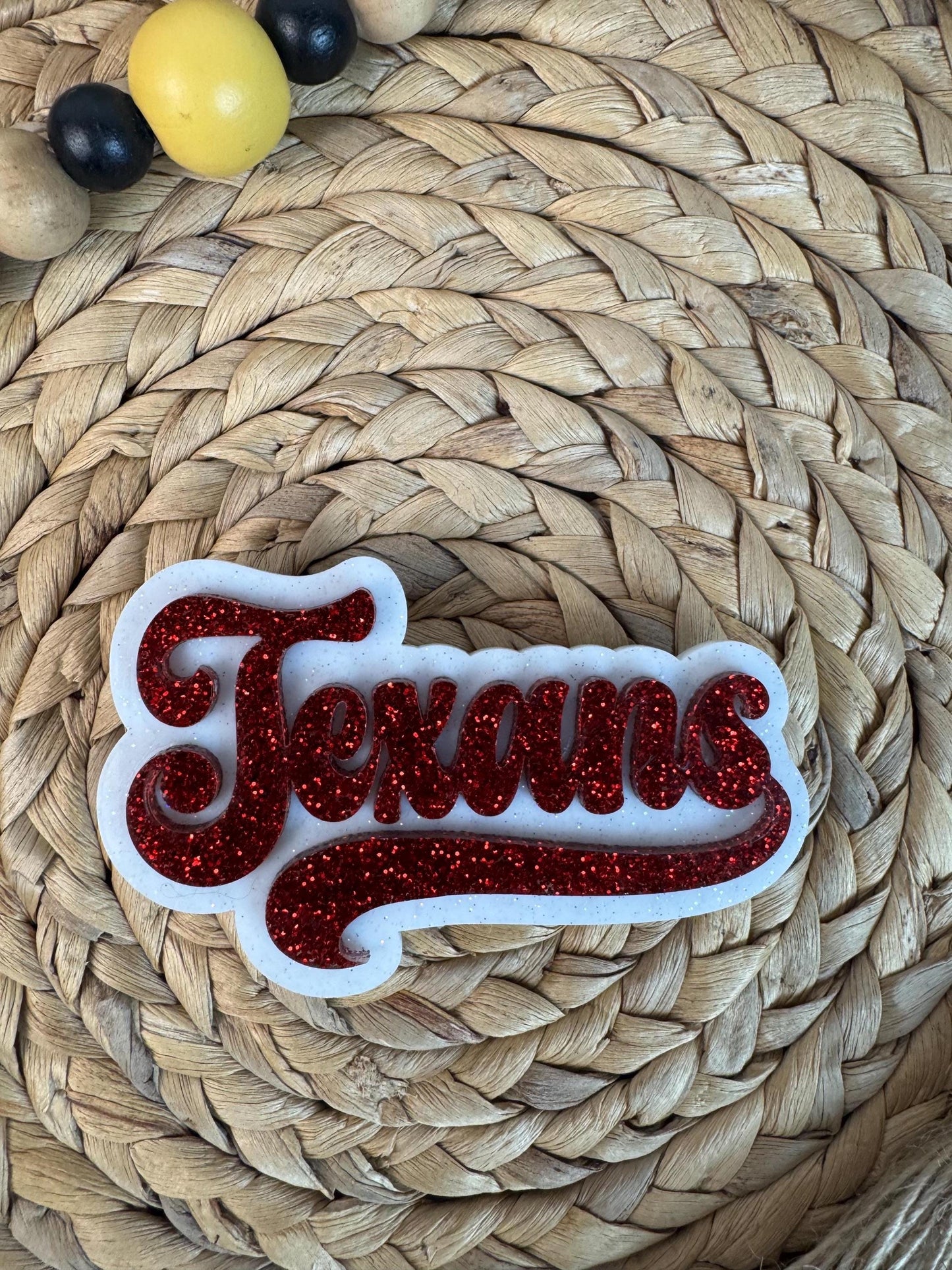 Red Glitter Texans Bag Charm: Texas Football Bogg Bag Tag