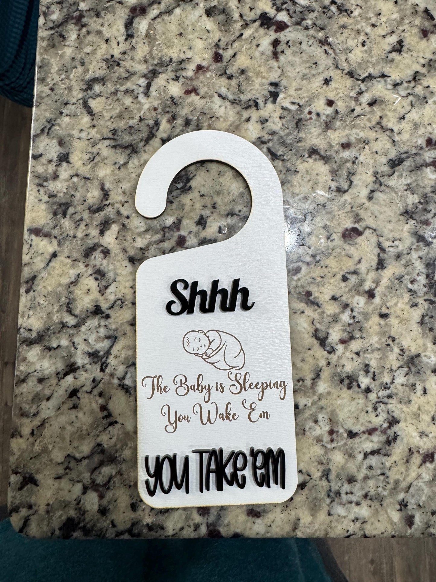 You Wake You Take Door Hanger: Funny Engraved Wood Sign