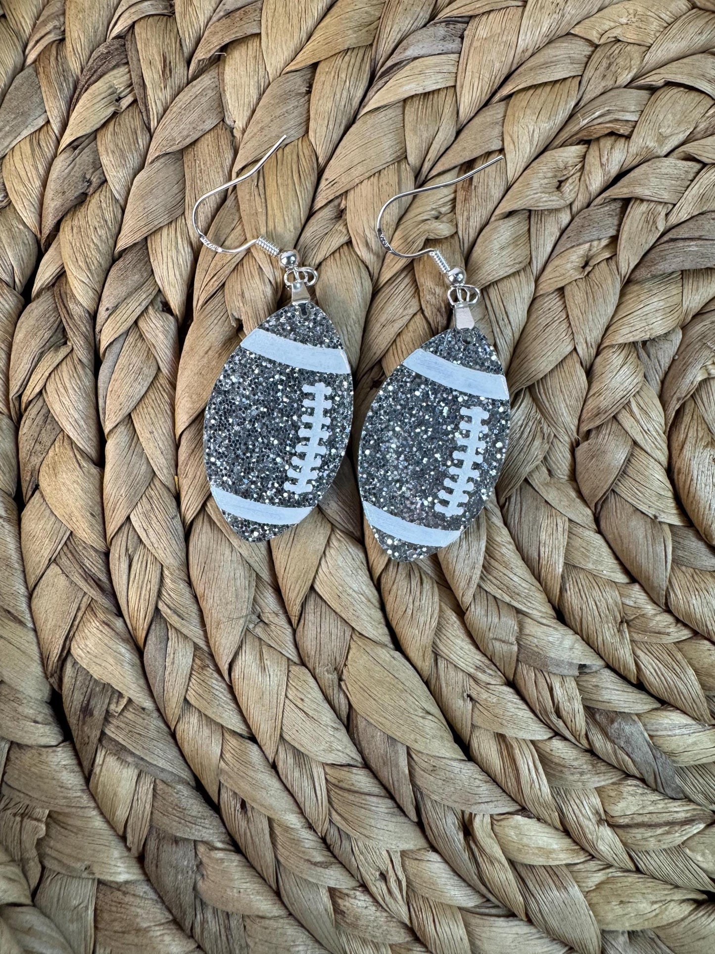 Glitter Football Earrings: Game Day Team Colors - 2.5" Dangles