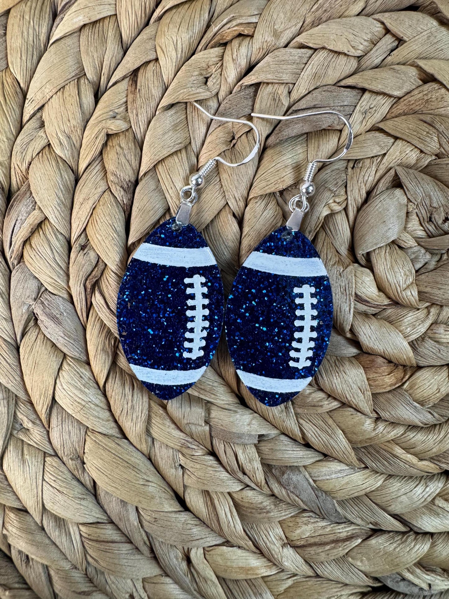Glitter Football Earrings: Game Day Team Colors - 2.5" Dangles