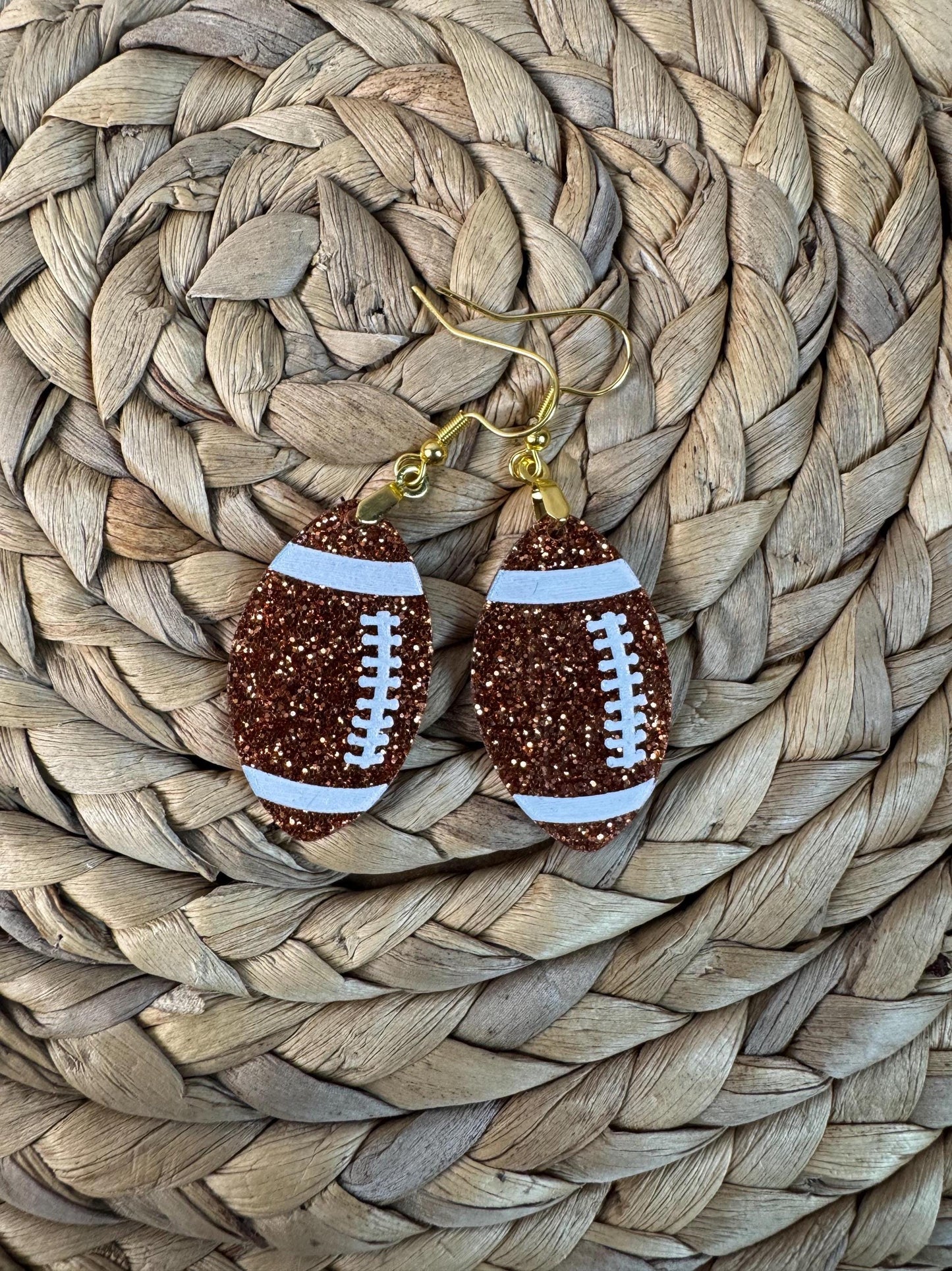 Glitter Football Earrings: Game Day Team Colors - 2.5" Dangles
