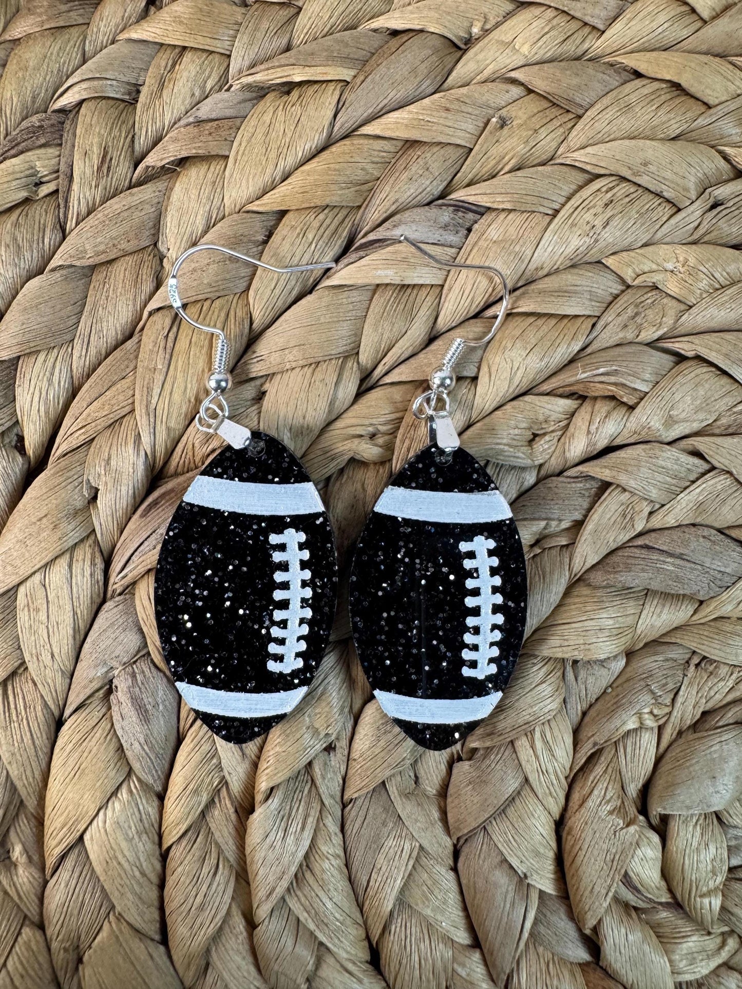 Glitter Football Earrings: Game Day Team Colors - 2.5" Dangles