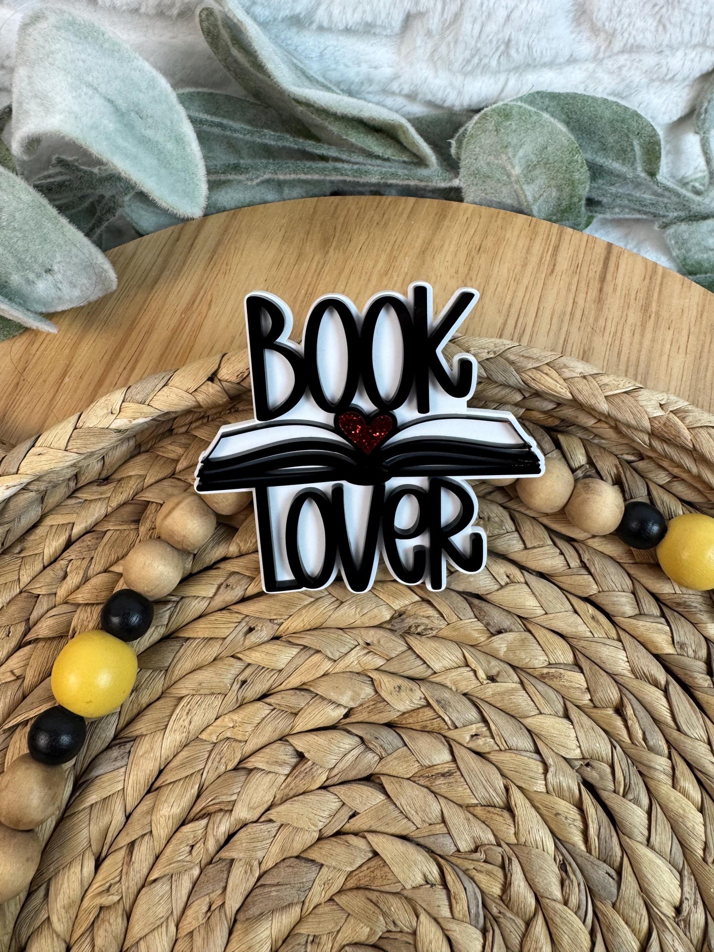 Book Lover Bogg Bag Charm | Glitter Heart, Teacher Gift