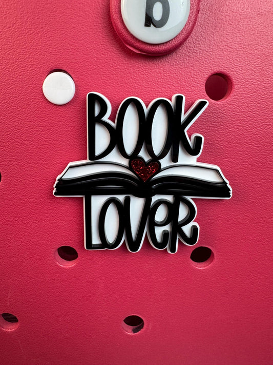 Book Lover Bogg Bag Charm | Glitter Heart, Teacher Gift