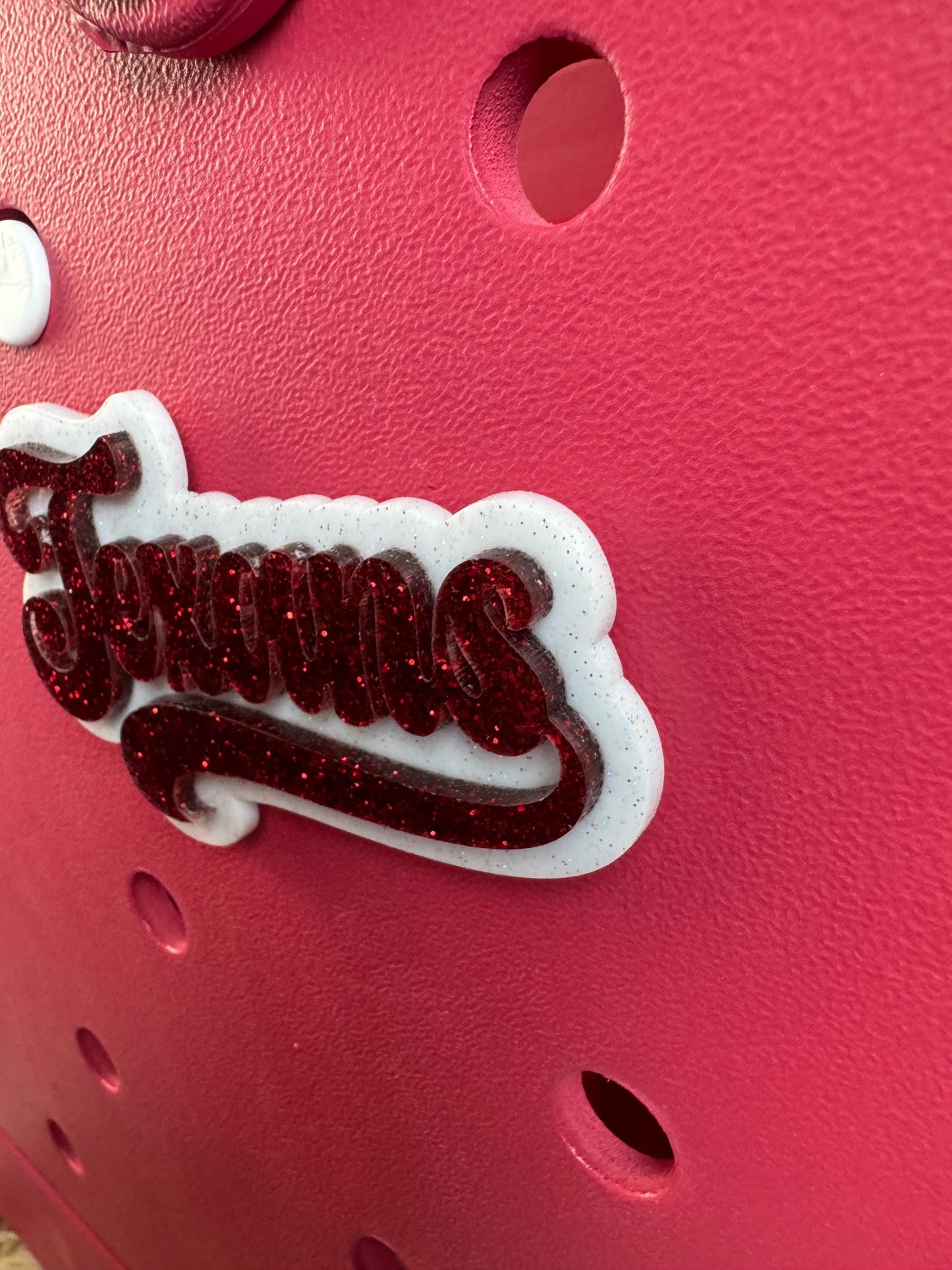 Red Glitter Texans Bag Charm: Texas Football Bogg Bag Tag