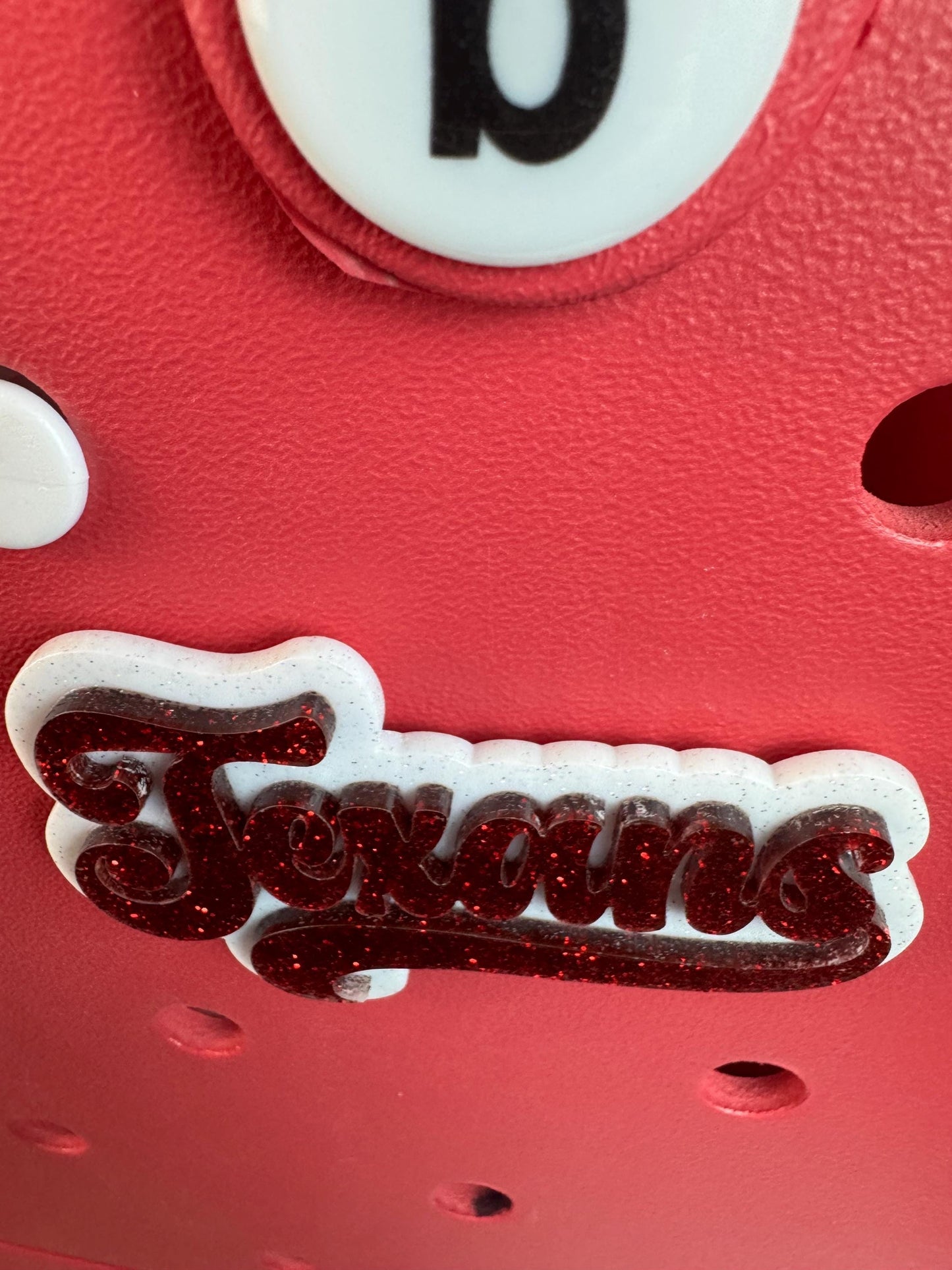 Red Glitter Texans Bag Charm: Texas Football Bogg Bag Tag