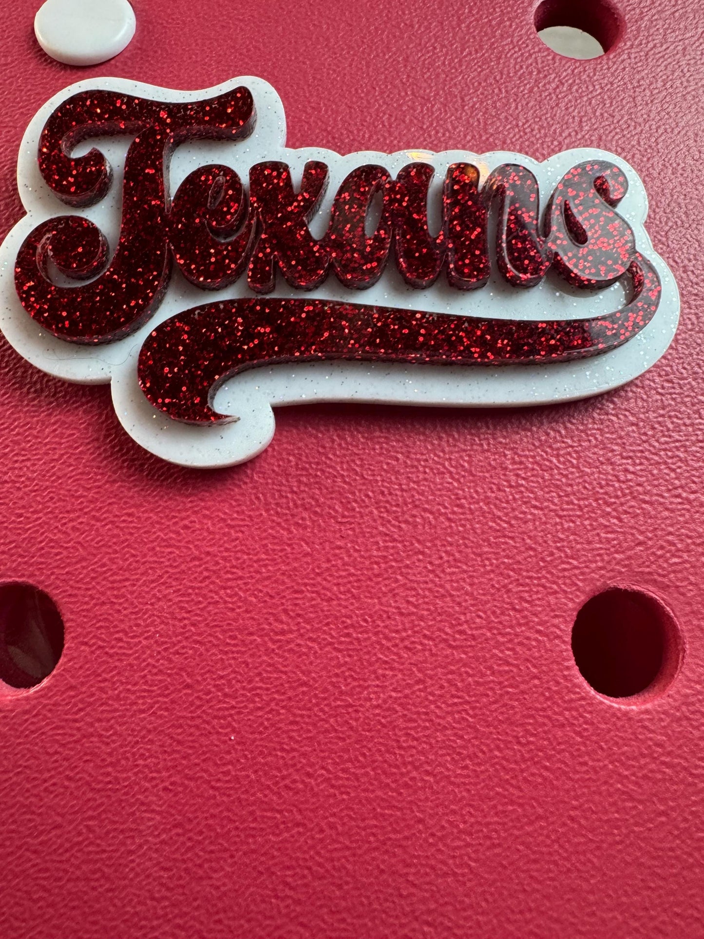 Red Glitter Texans Bag Charm: Texas Football Bogg Bag Tag