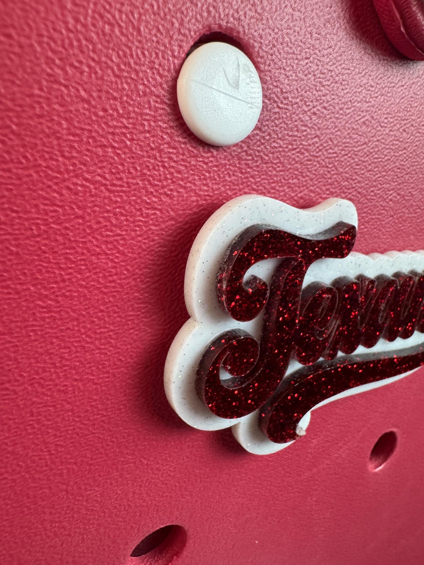 Red Glitter Texans Bag Charm: Texas Football Bogg Bag Tag