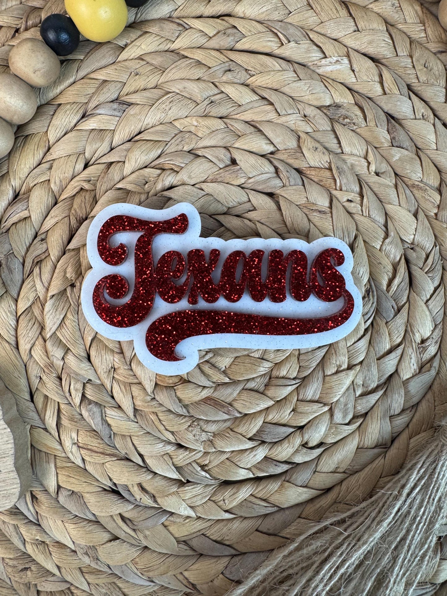 Red Glitter Texans Bag Charm: Texas Football Bogg Bag Tag