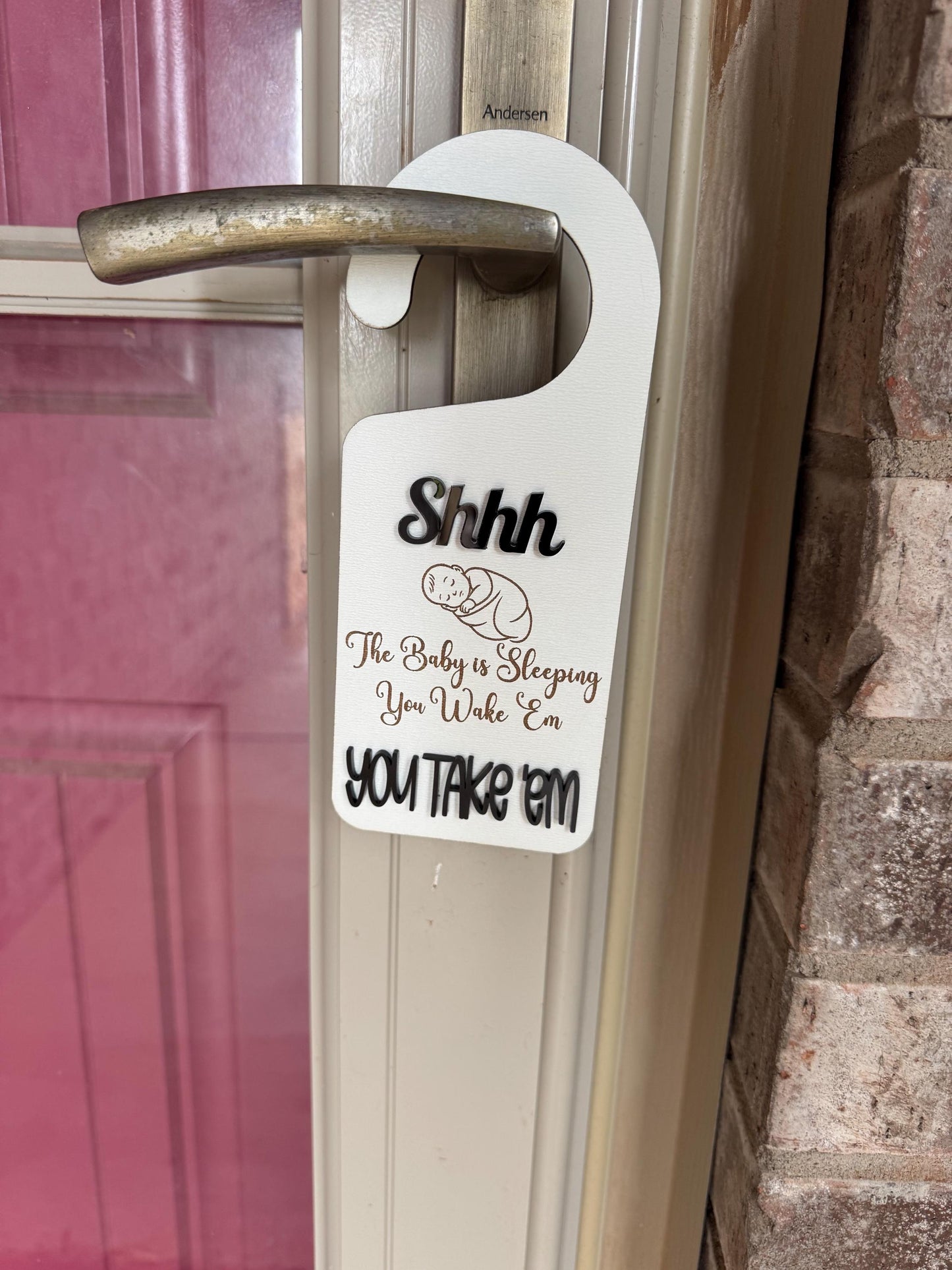You Wake You Take Door Hanger: Funny Engraved Wood Sign