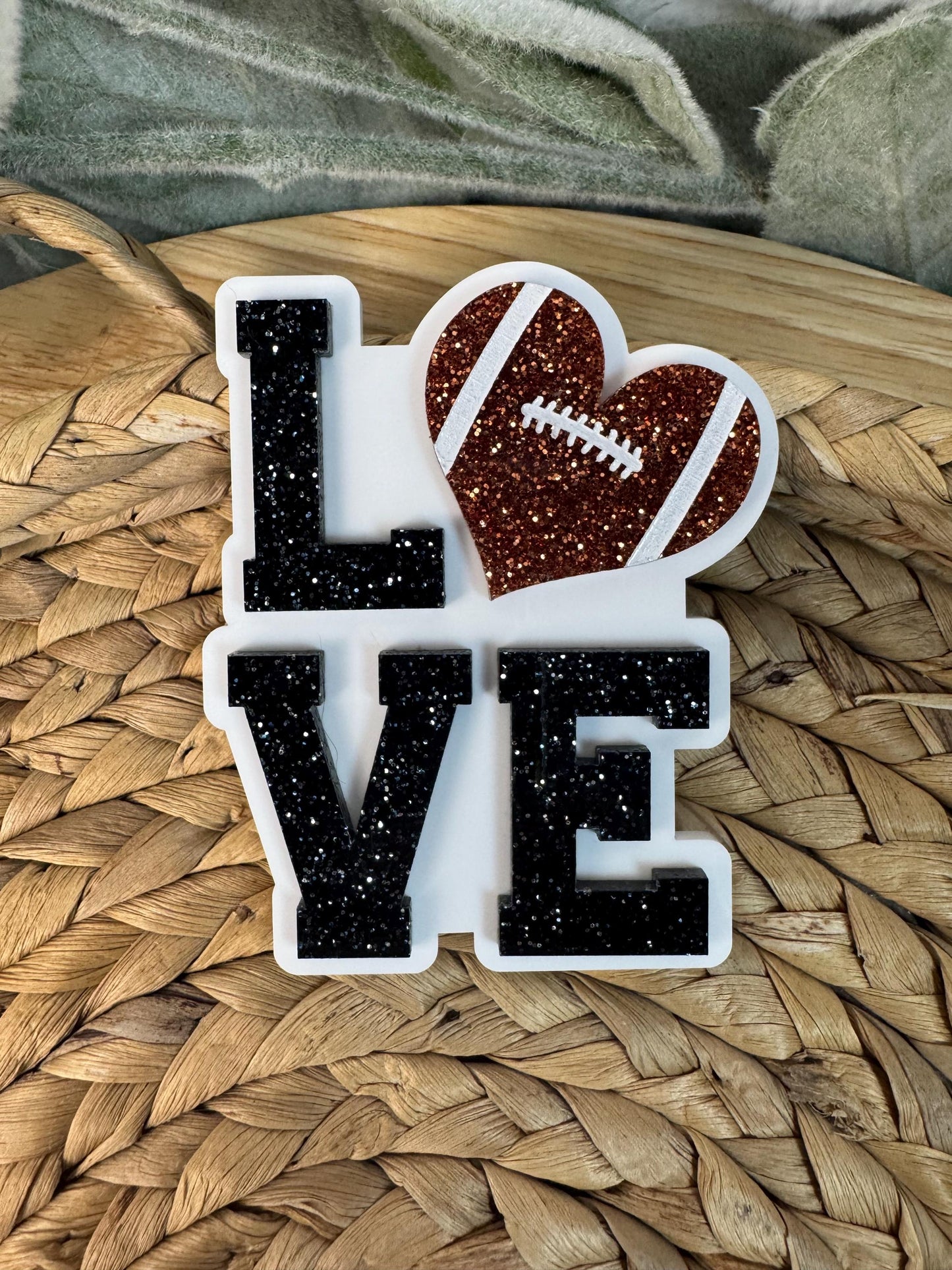 Football Love Bogg Bag Charm: Glitter Heart, Sports Fan Accessory