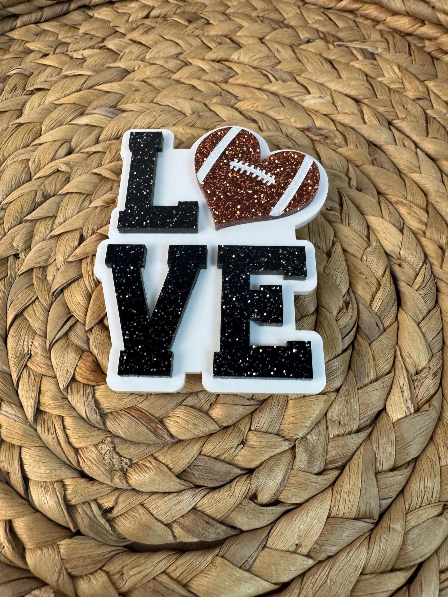 Football Love Bogg Bag Charm: Glitter Heart, Sports Fan Accessory