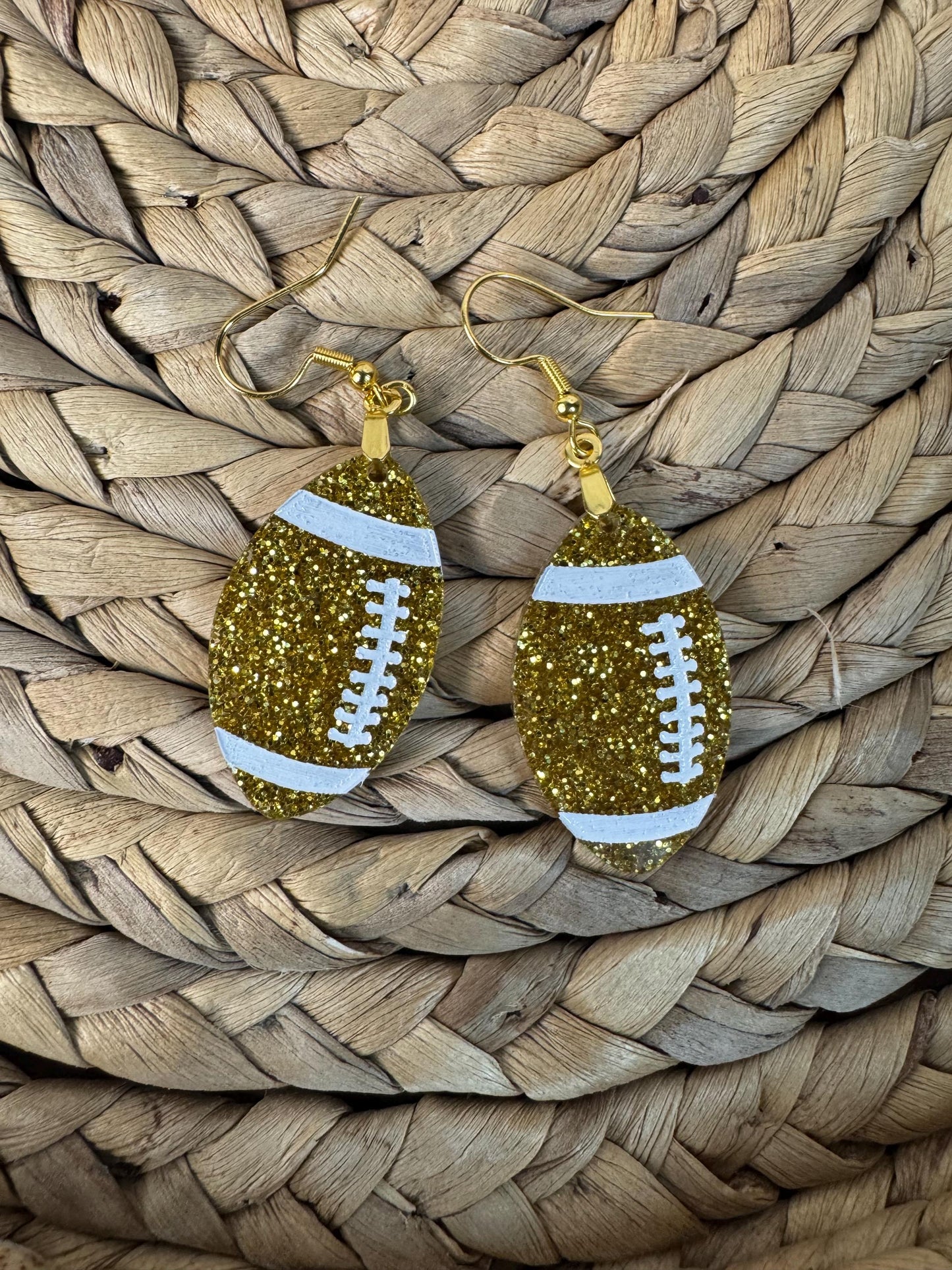 Glitter Football Earrings: Game Day Team Colors - 2.5" Dangles