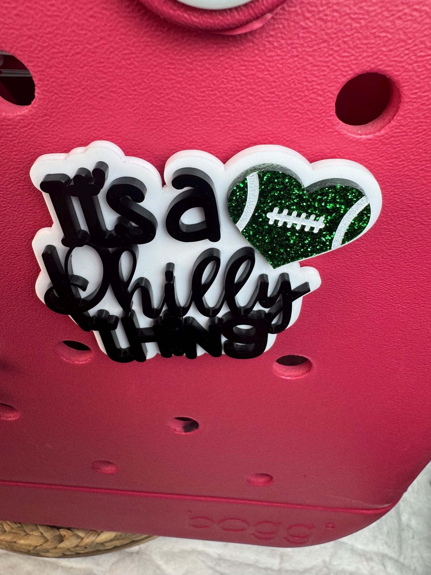 Philly Football Heart Charm: Eagles Bogg Bag Accessory