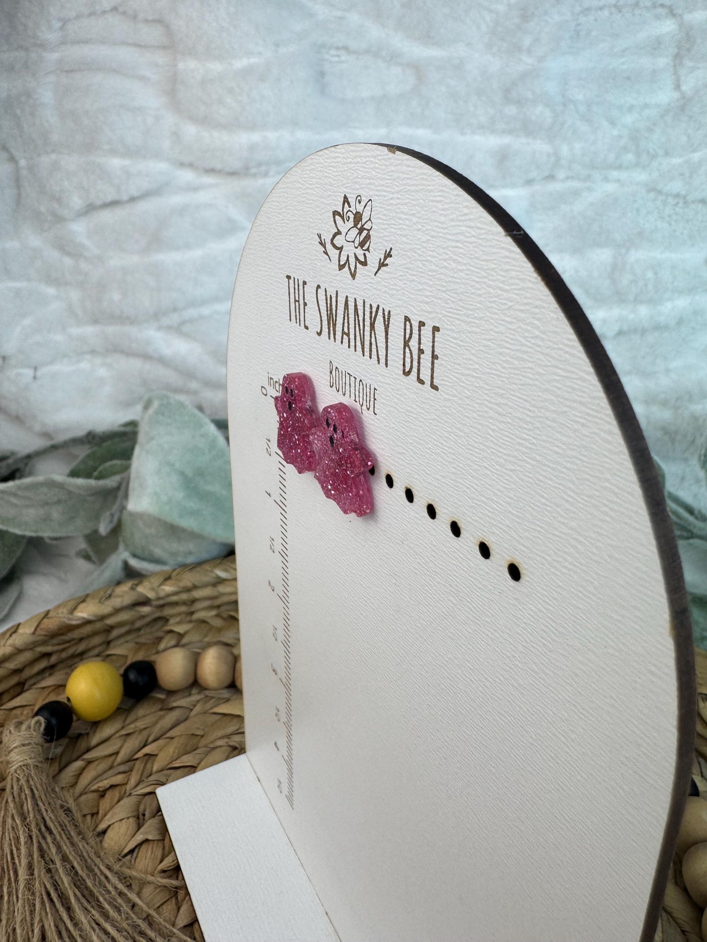 Pink Glitter Ghost Earrings – Studs or Dangles