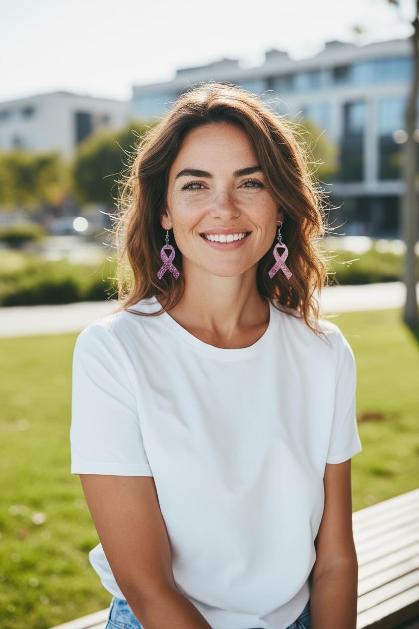 Breast Cancer Awareness Pink Ribbon Earrings – Studs or Dangles