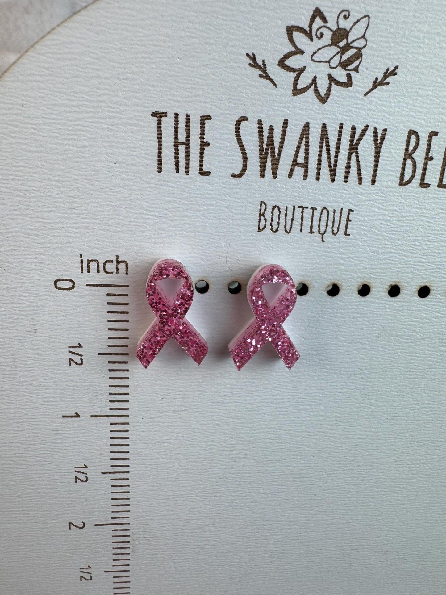 Breast Cancer Awareness Pink Ribbon Earrings – Studs or Dangles