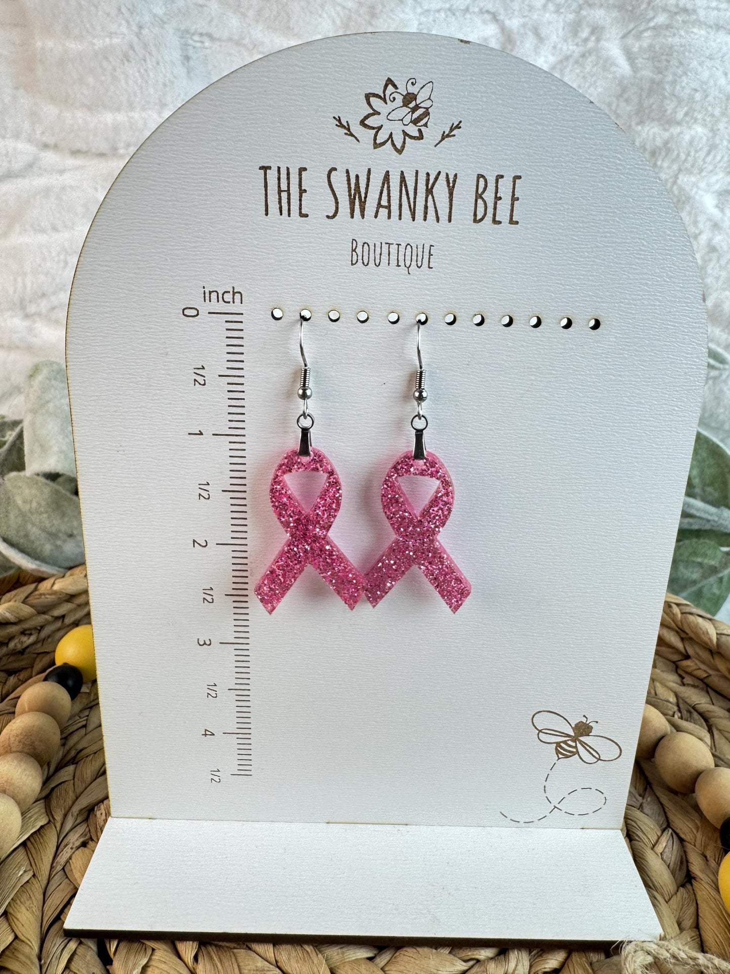 Breast Cancer Awareness Pink Ribbon Earrings – Studs or Dangles
