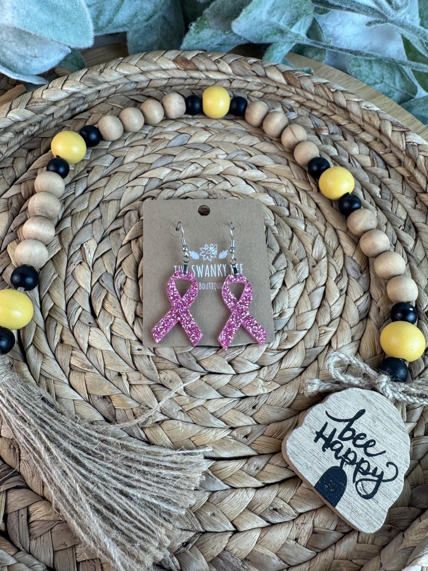 Breast Cancer Awareness Pink Ribbon Earrings – Studs or Dangles