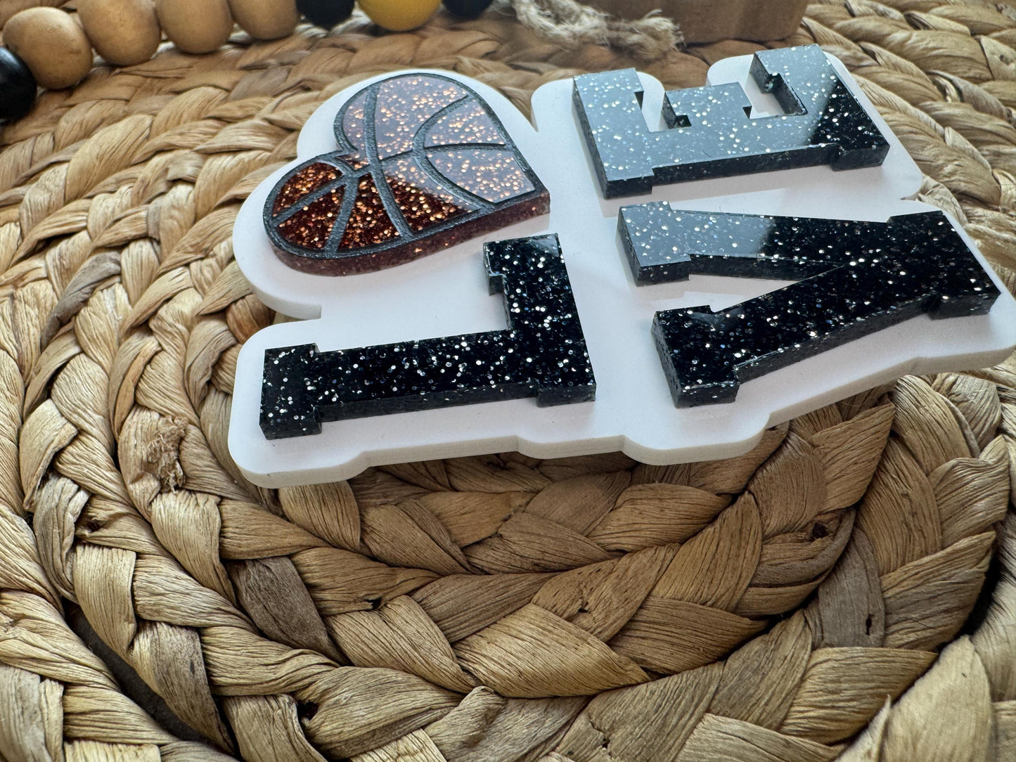 Basketball Love Bogg Bag Charm: Glitter Heart, Sports Fan Accessory