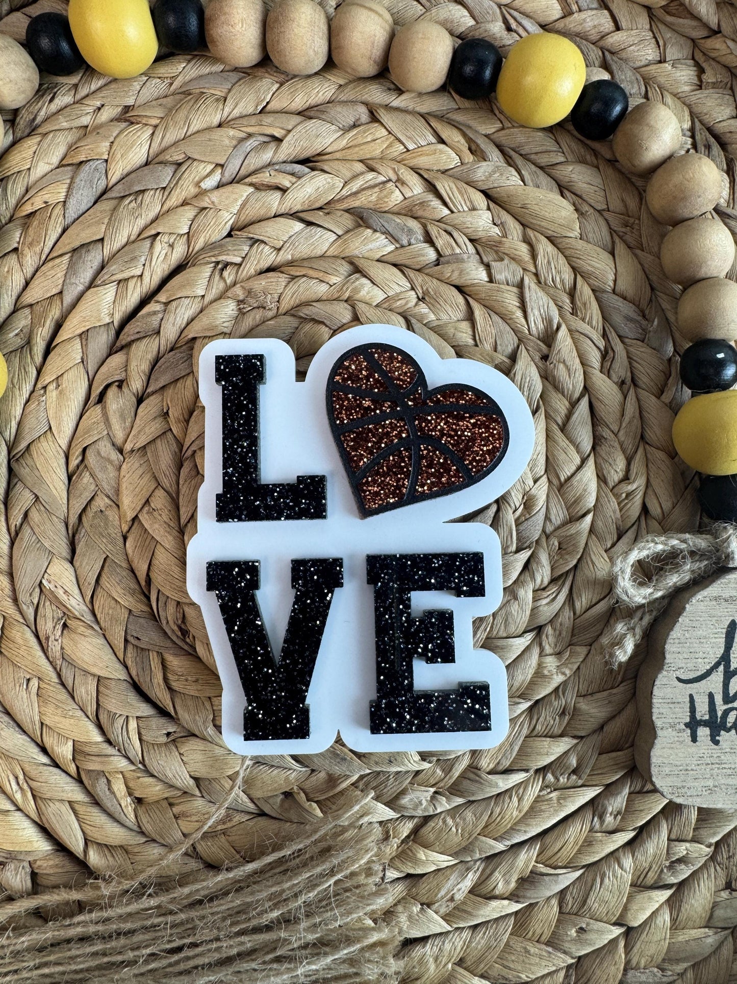 Basketball Love Bogg Bag Charm: Glitter Heart, Sports Fan Accessory