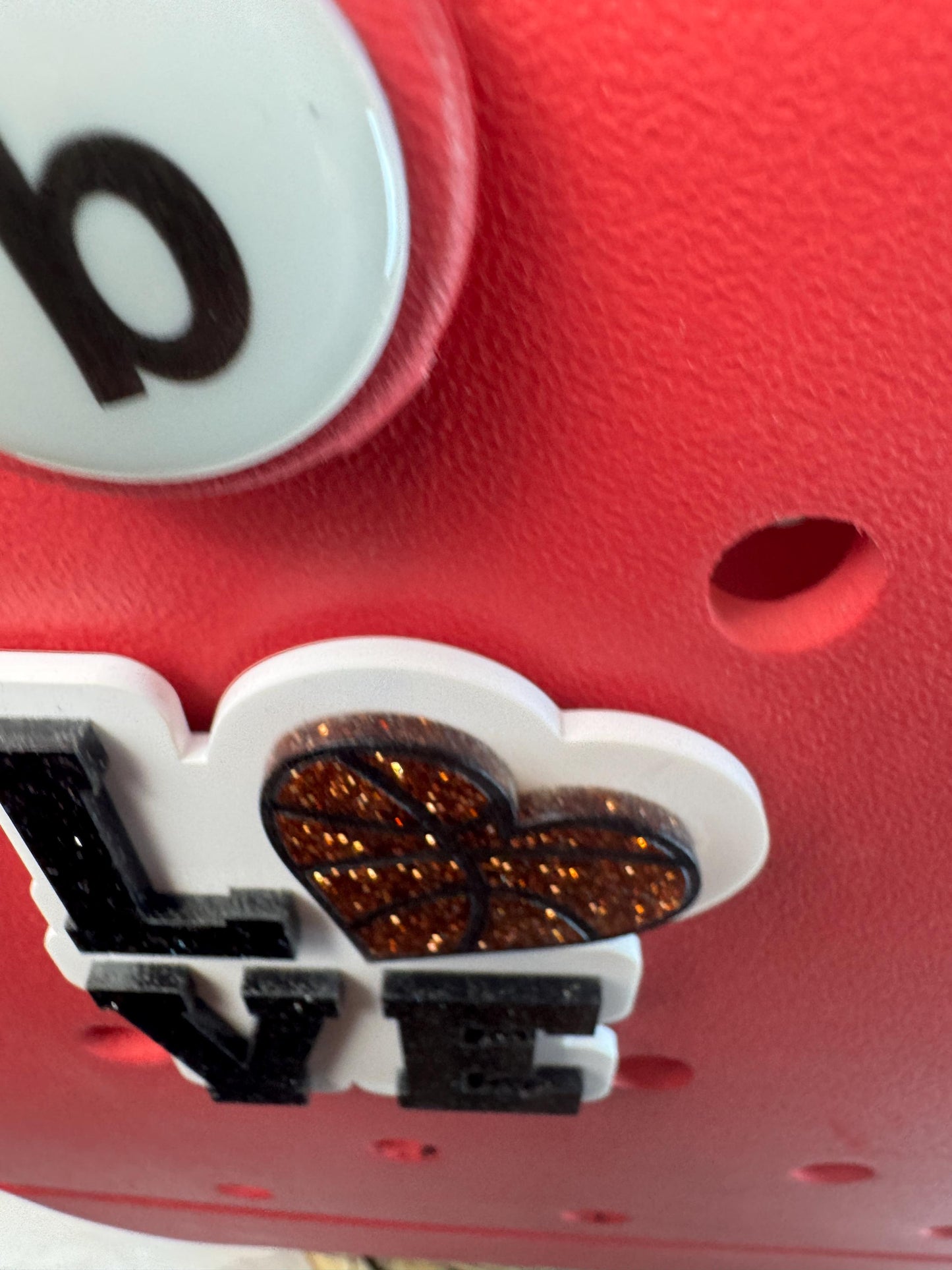 Basketball Love Bogg Bag Charm: Glitter Heart, Sports Fan Accessory