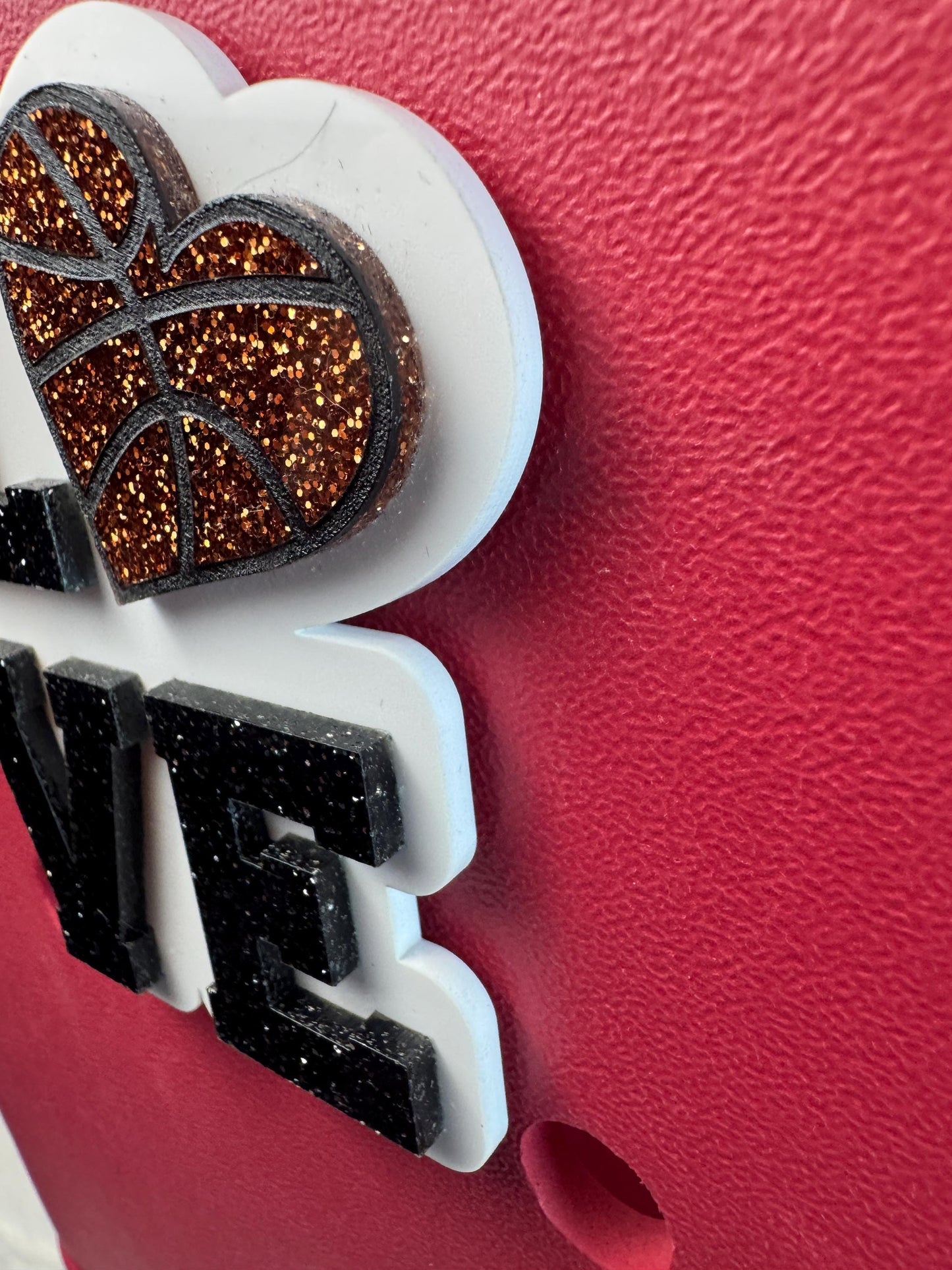 Basketball Love Bogg Bag Charm: Glitter Heart, Sports Fan Accessory