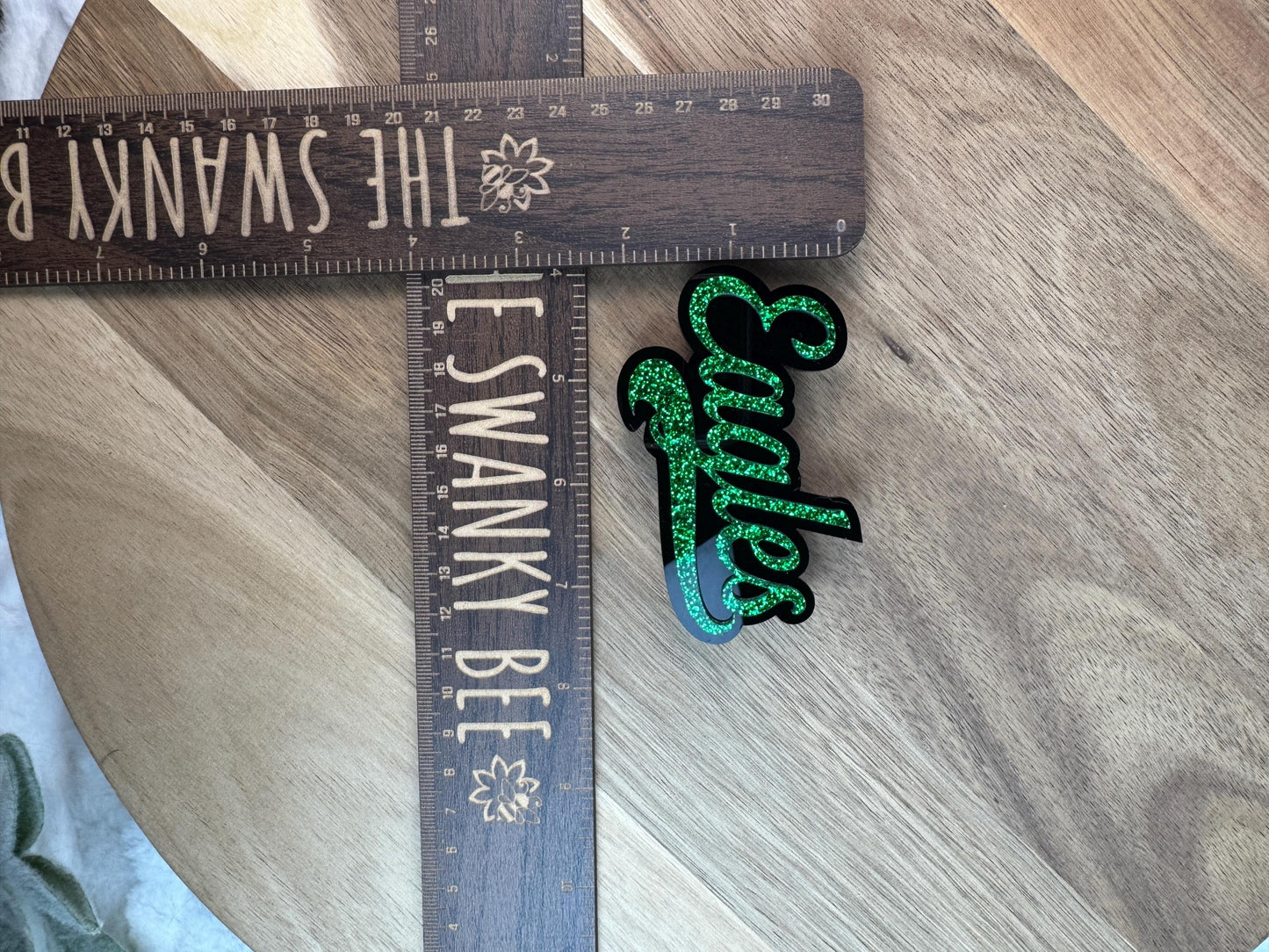 Eagles Glitter Bag Charm: Green and Black Bogg Style Bag Decoration