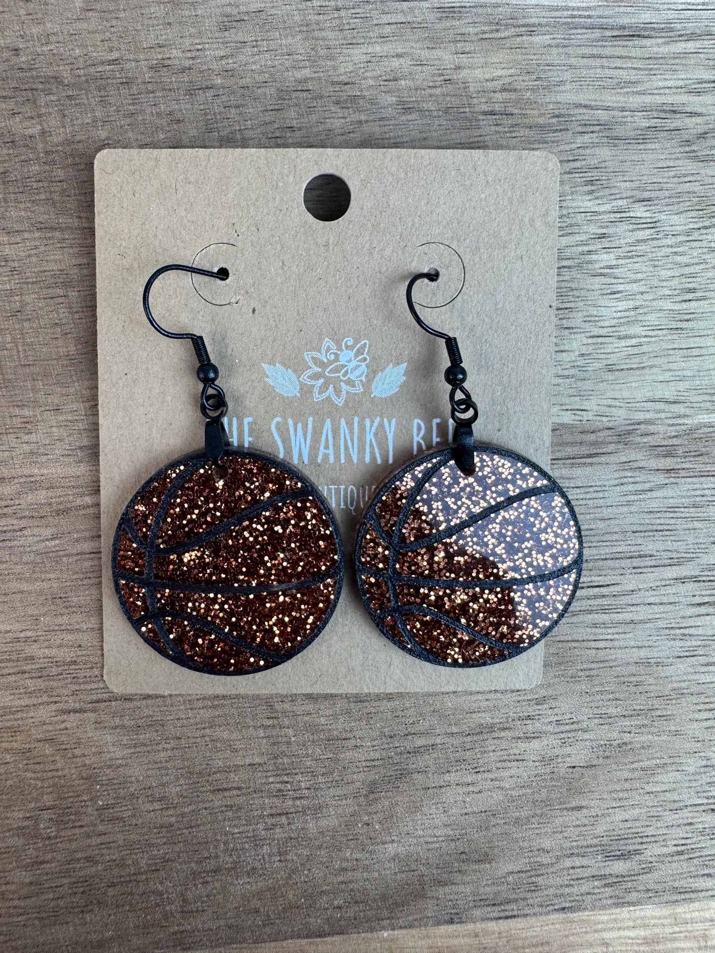 Glitter Basketball Earrings: Sparkly Game Day Sports Jewelry
