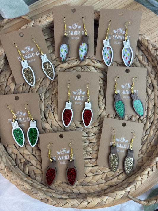 Christmas Light Earrings • Glitter Bulb Dangles