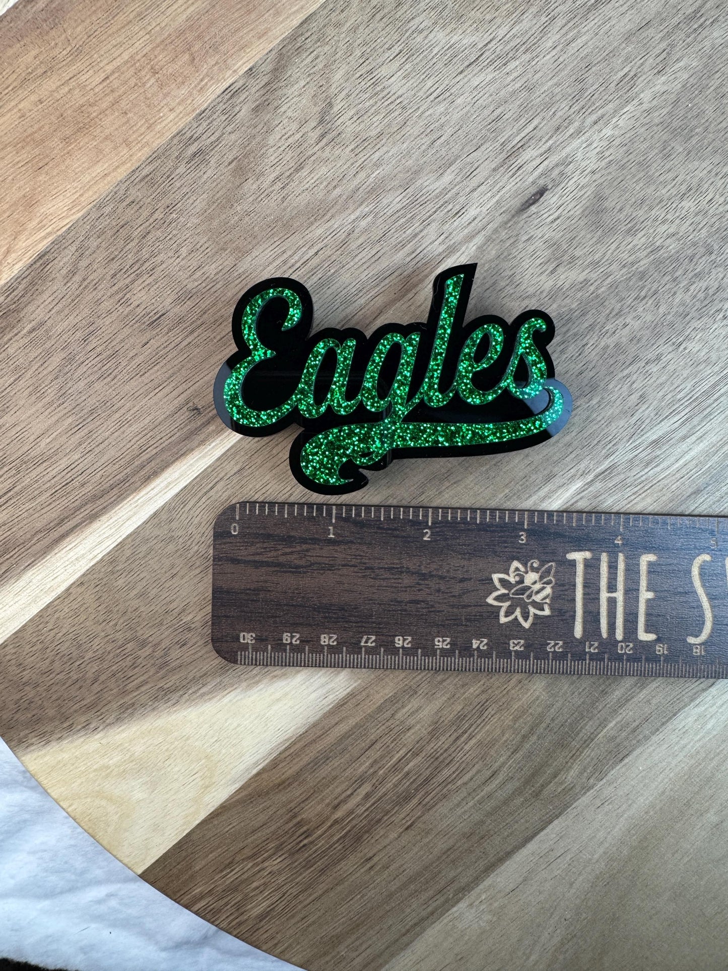 Eagles Glitter Bag Charm: Green and Black Bogg Style Bag Decoration