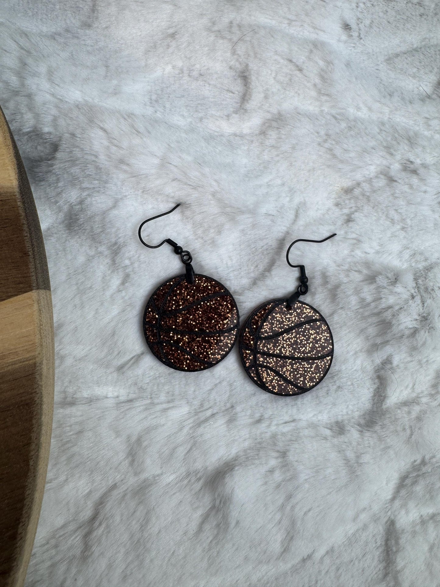 Glitter Basketball Earrings: Sparkly Game Day Sports Jewelry