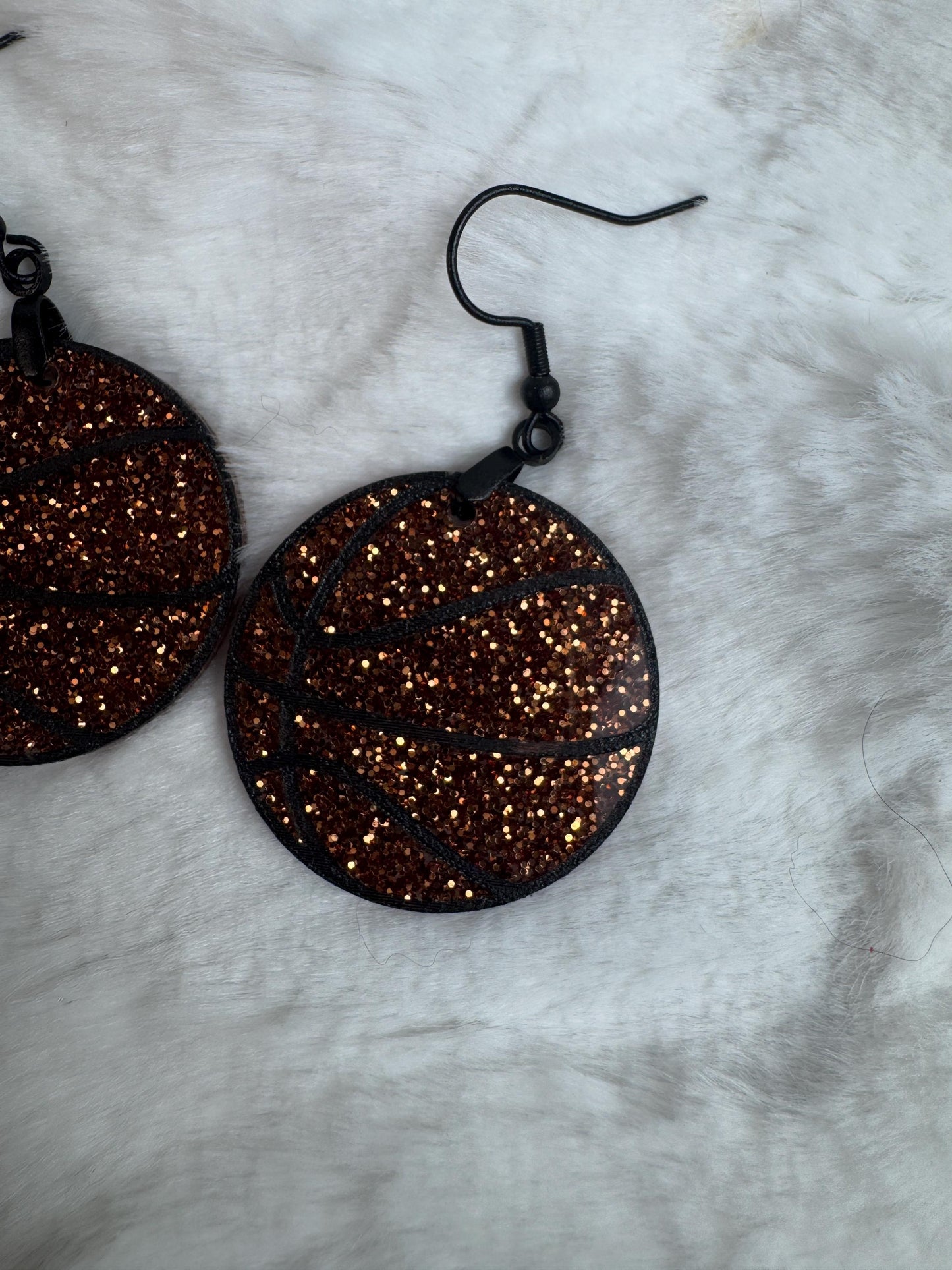 Glitter Basketball Earrings: Sparkly Game Day Sports Jewelry