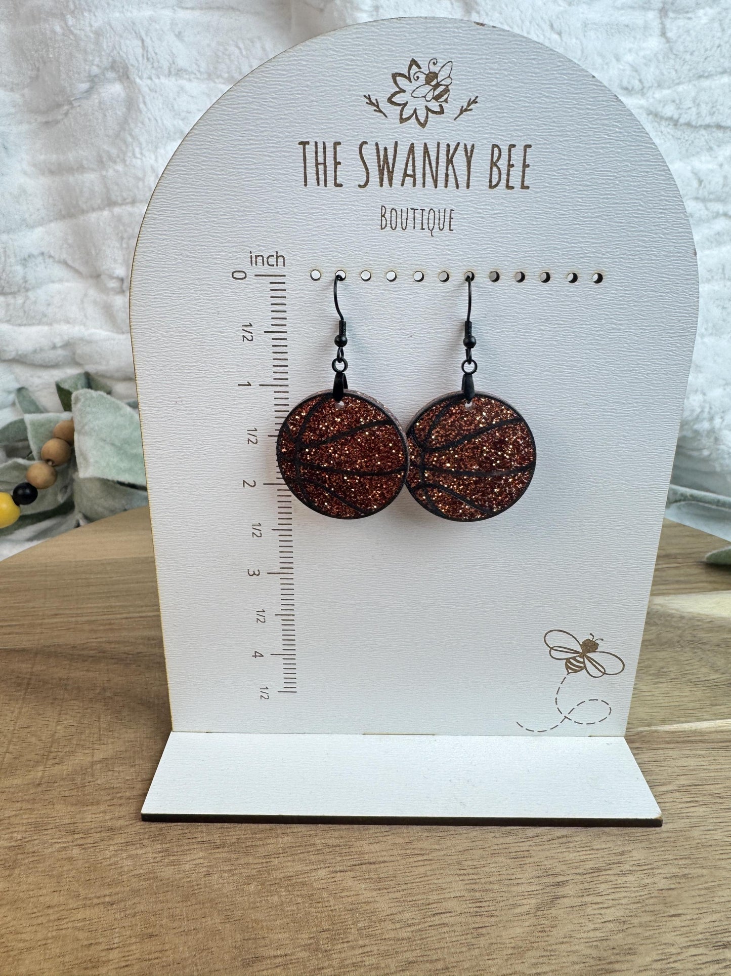 Glitter Basketball Earrings: Sparkly Game Day Sports Jewelry