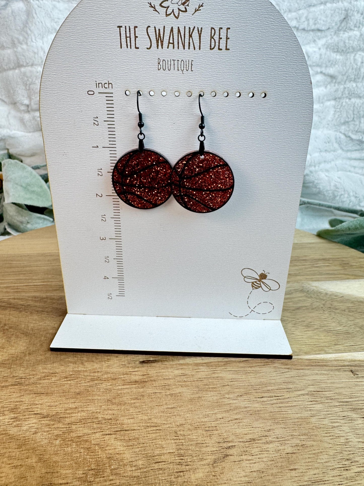 Glitter Basketball Earrings: Sparkly Game Day Sports Jewelry