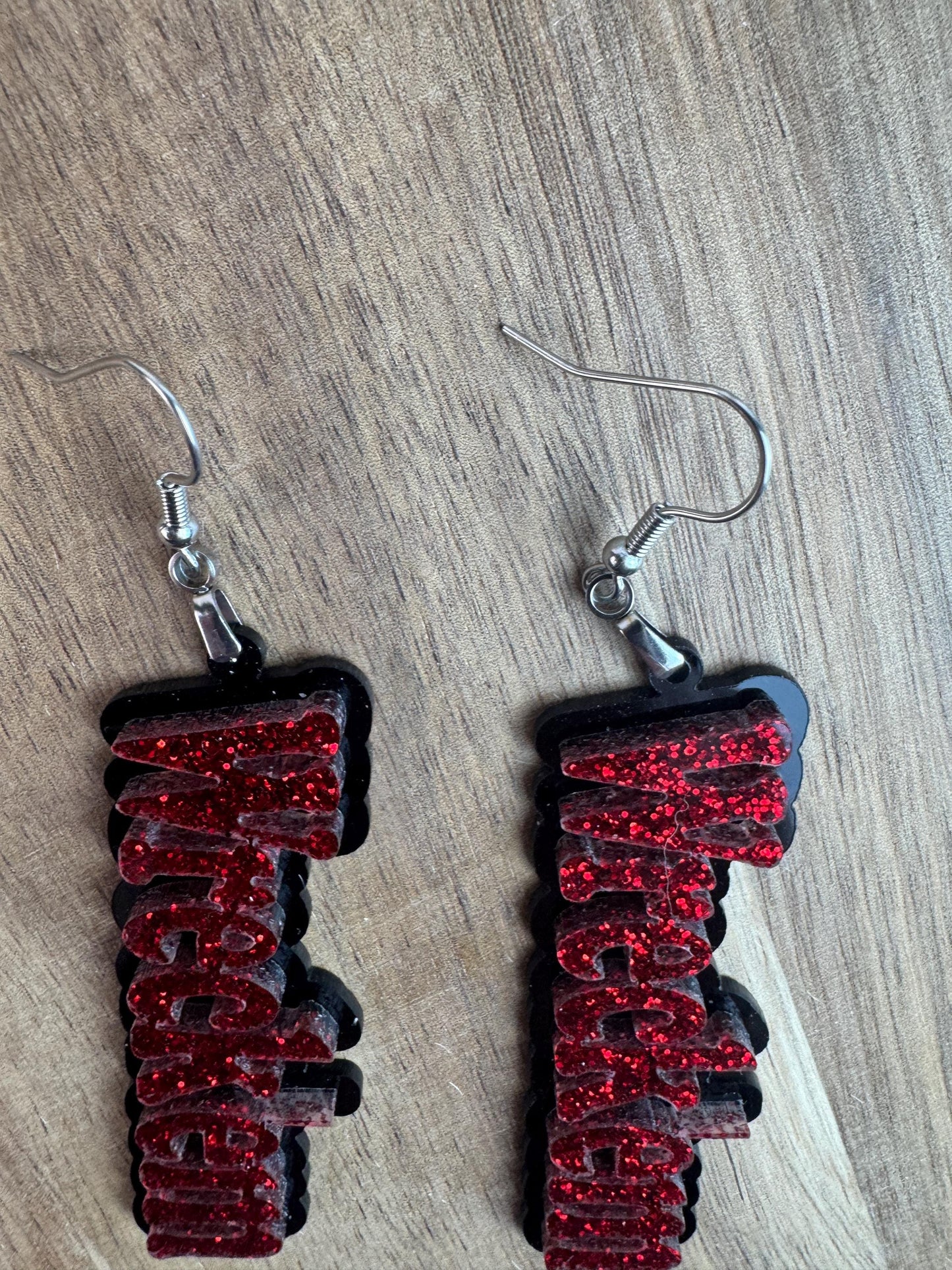 Wreck 'em Earrings - Texas Tech Inspired Jewelry -  College Football Fan Gear - TTU Alumni Gift