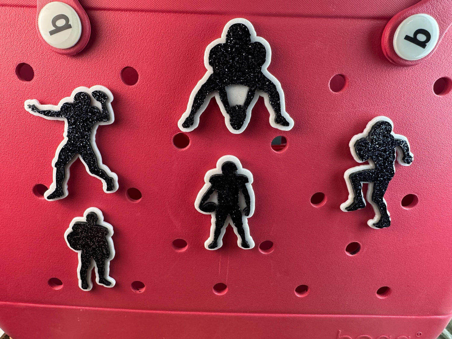 Football Silhouette Charm for Bogg Bag: Glitter Bag Accessory