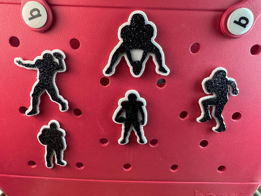 Football Silhouette Charm for Bogg Bag: Glitter Bag Accessory