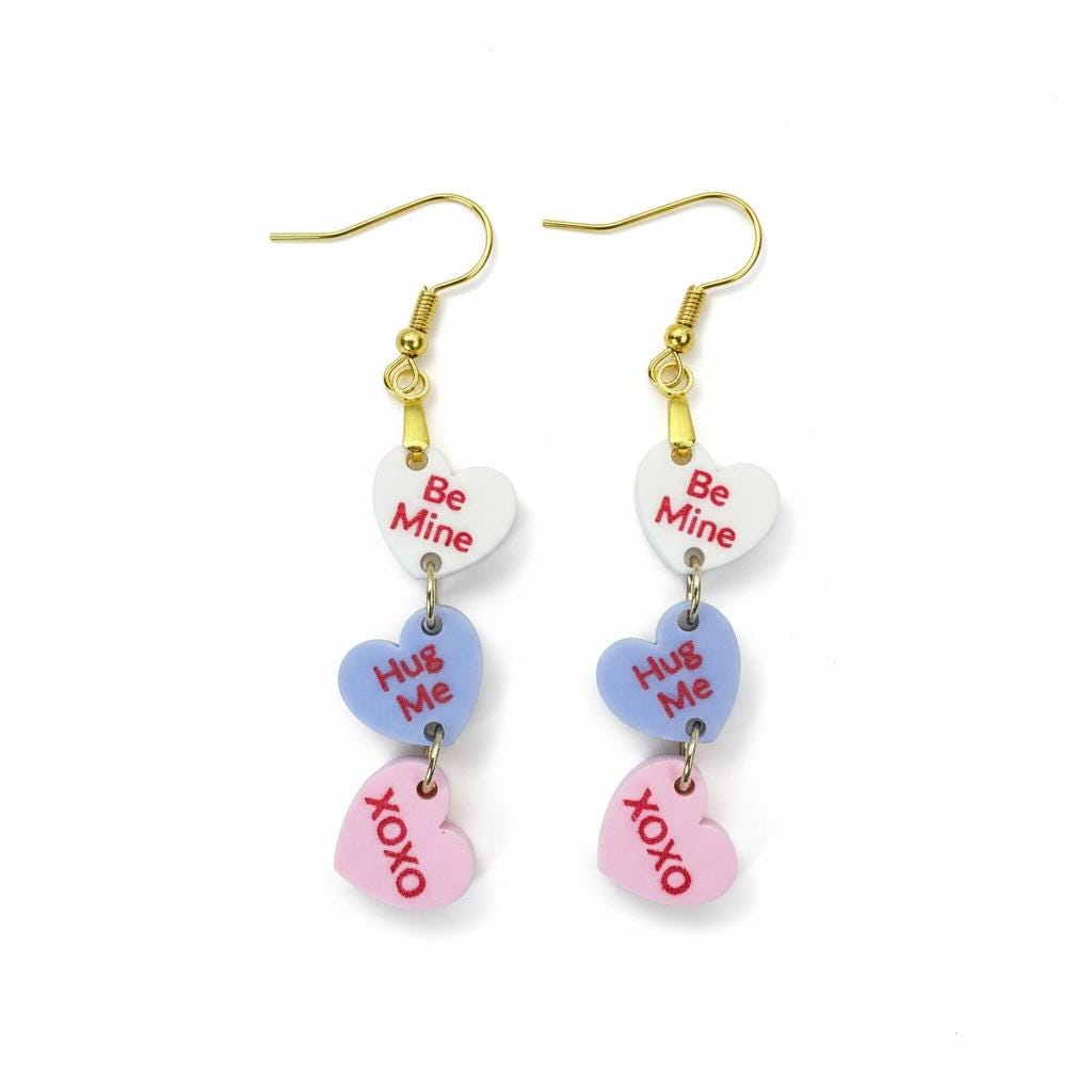 Candy Heart Dangle Earrings | Valentine Jewelry | Be Mine Earrings