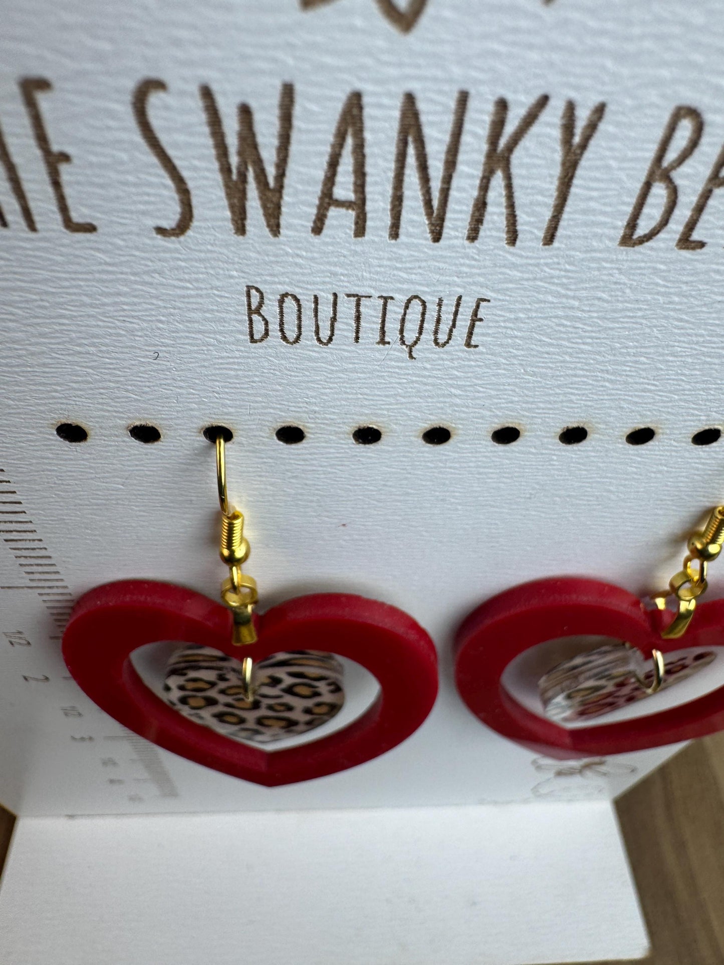 Leopard Heart Earrings | Pink or Red | Valentine Dangles